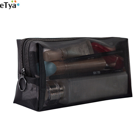 ETya 1 Uds mujeres hombres Neceser bolsa de cosméticos transparente viaje moda pequeño grande negro aseo maquillaje organizador bolsas estuche bolsa ► Foto 1/6