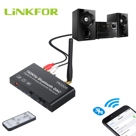 LiNKFOR-Convertidor de audio Digital a analógico, Bluetooth DAC con Control remoto, compatible con Control de volumen, apagado silencioso por Control remoto IR ► Foto 1/6