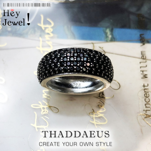 Black Pave anillo de cóctel, estilo europeo Glam joyería buena de moda para hombres y mujeres, 2017 regalo en plata de ley 925, Super Deals ► Foto 1/6