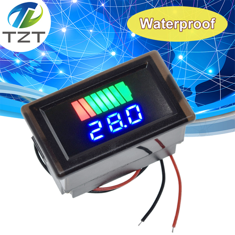 Indicador de nivel de carga de batería de coche, medidor de capacidad de batería de litio de 12V-60V, pantalla azul, voltímetro LED resistente al agua ► Foto 1/6