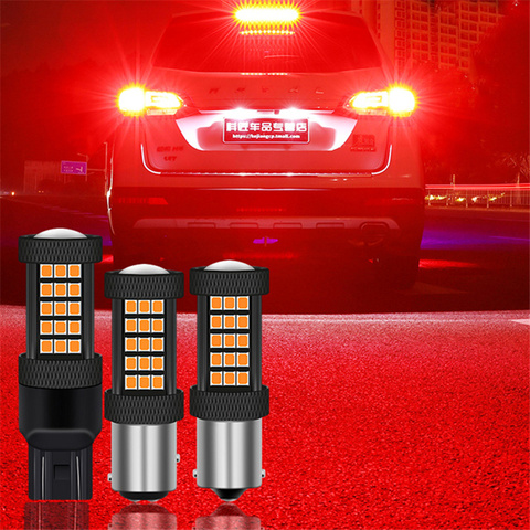 Luces LED rojas estroboscópicas para coche, luz de freno para automóvil 1157 BAY15D T20 7443, bombillas LED 1156 BA15S P21W para luz de freno inversa 12V, 1 unidad ► Foto 1/5