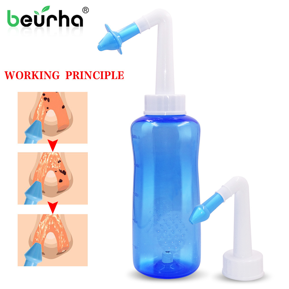500ml Limpiador de lavado nasal Limpieza de nariz Adultos Niños Protector  de nariz Neti Pot