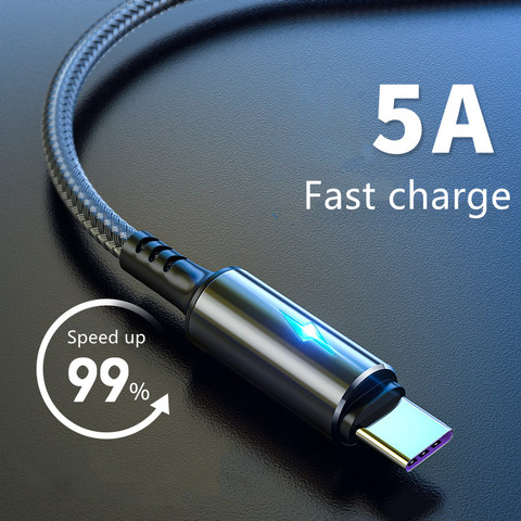 Cable de indicador LED de carga rápida 3A para móvil, Cable Micro USB tipo C de 2M para Huawei Mate 40, Samsung, Xiaomi, Android ► Foto 1/6