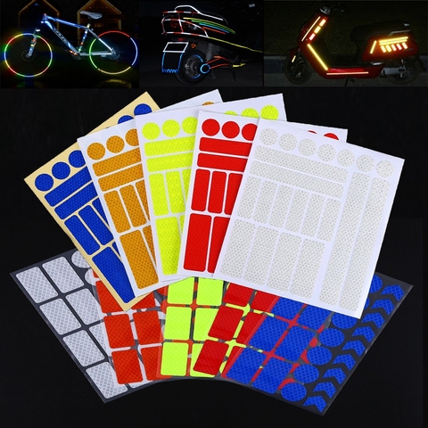 1 unidad de adhesivos reflectantes para bicicletas, llanta de rueda de bicicleta, reflectante de advertencia de seguridad nocturna, cinta adhesiva, Reflector fluorescente para bicicleta MTB ► Foto 1/6