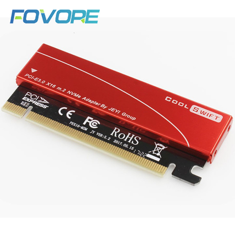 PCI e M2 adaptador M2 NGFF SSD NVMe 2280 m clave PCI e x16 adaptador M.2 PCIe tarjeta para ssd m2 con disipación de calor de caja de aluminio ► Foto 1/5