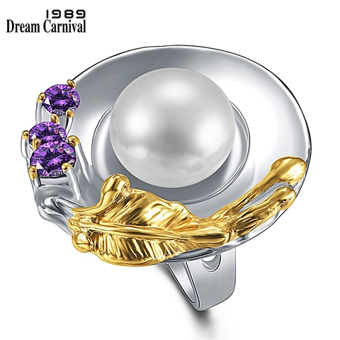 DreamCarnival1989-Anillos femeninos grandes originales para mujer, joyería de boda elegante con perlas para fiesta, circonita, WA11873 ► Foto 1/6