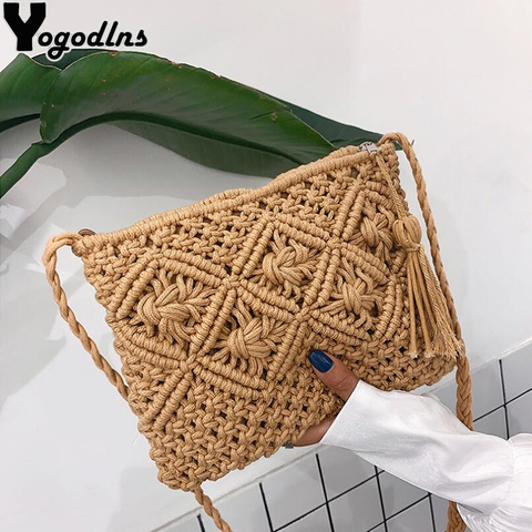 De moda bandolera tejido Bolsas de paja de verano las mujeres tejer bolso playa bolso de mujer, bolsas de mensajero para mujeres, Bolsa ► Foto 1/6