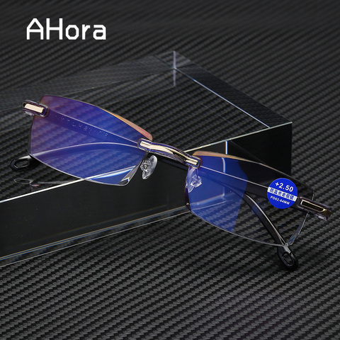 Gafas de lectura sin montura para hombre y mujer, anteojos de lectura unisex con bloqueo de luz azul, cuadrados, sin marco, con dioptrías + 1,0 1,5 2 2,5 4,0 ► Foto 1/6