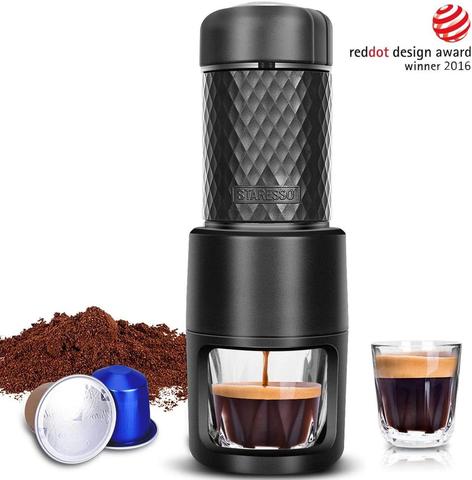 Staresso-cafetera expreso portátil SP200 para cápsulas de café, ideal para caminantes y viajeros, con cuello blanco ► Foto 1/6