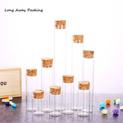 Tubo de prueba de vidrio de laboratorio, botellas con tapones de corcho, gran capacidad, 30ml, 35cml, 50ml, 120ml ► Foto 1/6