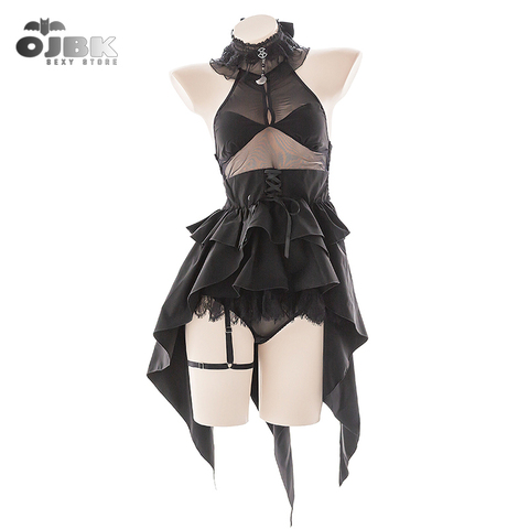 OJBK-disfraces de Cosplay de Anime para mujer, traje de alta calidad, con Espalda descubierta, encaje negro, lencería Sexy para mujer ► Foto 1/5