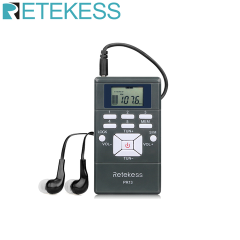 RETEKESS PR13 receptor de Radio FM Estéreo Portátil Radio DSP Mini receptor de reloj Digital para guía de turismo interpretación simultánea ► Foto 1/6