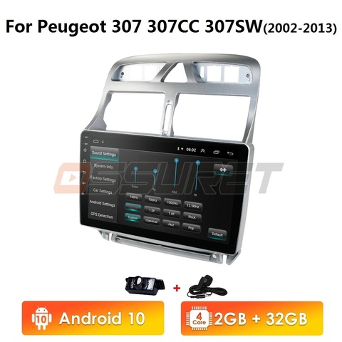 2G + 32G 2din Android10 reproductor multimedia para auto Peugeot 307 307CC 307SW 2002-2013 la radio del coche de navegación GPS WiFi reproductor Bluetooth ► Foto 1/6