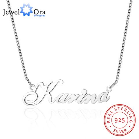 JewelOra-Collar personalizado con nombre de Plata de Ley 925, collar de placa de identificación rusa, regalo de joyería para mujer ► Foto 1/3