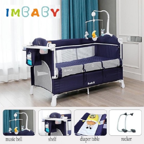 IMBABY-cuna grande para bebé, cuna de juego para recién nacido, Plegable, portátil, multifuncional, extraíble ► Foto 1/6