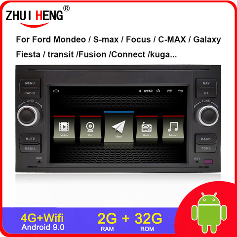 Radio de coche 2 DIN con Android 9,0, 2G, 32G, para iFord, iFocus, Mondio, s-max, C-MAX, Galaxy, Fiesta, transit, Fusion, Connect, kuga ► Foto 1/2