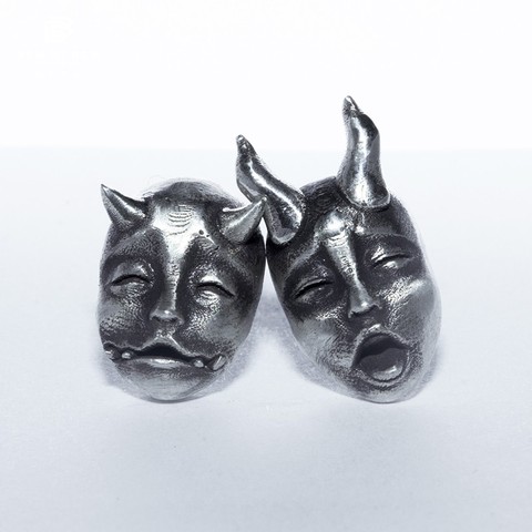 Pendientes de tuerca con diseño de demonio en plata para hombre y mujer, aretes con diseño de Diablo, Prajna, Cráneo, estilo gótico, motorista, Punk ► Foto 1/6