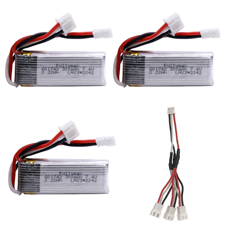 Batería de 7,4 V y 300mah con cable de carga para WLToys F959 XK DHC-2 A600 A700 A800 A430 RC avión RTF, piezas de repuesto 2s 7,4 v ► Foto 1/6