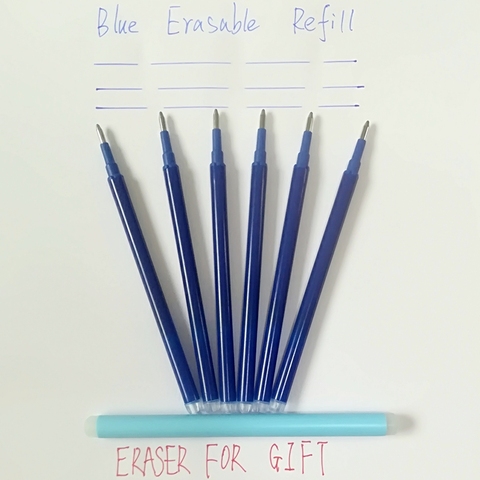 Magia bolígrafo borrable recargable 0,7mm tinta azul recambio de pluma de Gel para escribir 6 uds bolígrafo, papelería de oficina útiles escolares para estudiantes regalos ► Foto 1/6