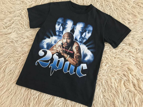 Camiseta de algodón para hombres, camisa de manga corta y cuello redondo Unisex, de los 90, 2PAC, Tupac, 