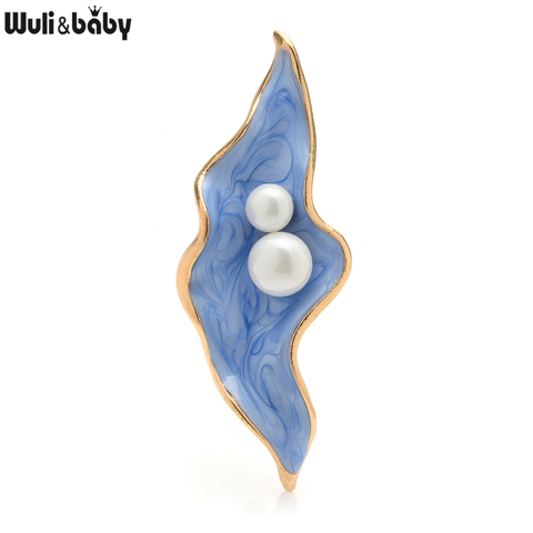 Wuli & baby-broches de flores de concha de perla para mujer, broche de esmalte de 2 colores para fiesta y oficina, regalos ► Foto 1/4