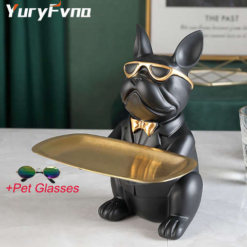 YuryFvna-Mesa de escultura de Bulldog, decoración multifunción, estatua de almacenamiento de escritorio, hucha decorativa para la habitación del hogar ► Foto 1/6