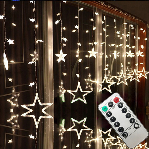 AC110V o 220V iluminación de vacaciones luces de hadas LED cortina de estrella cadena luminarias guirnalda decoración Navidad Luz de boda 3M ► Foto 1/6