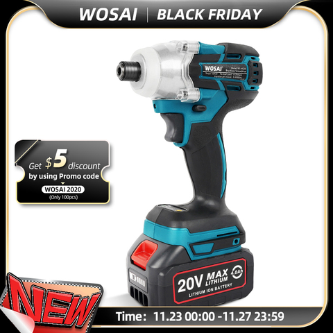 WOSAI-destornillador eléctrico inalámbrico de 20V, Torque de 155NM, 4 velocidades, llave de impacto sin escobillas, taladro recargable, con luz LED ► Foto 1/6