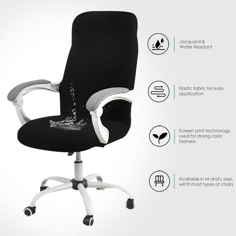 Funda elástica impermeable de estilo Jacquard para silla de ordenador, cubierta resistente al agua para sillón de oficina, 1 unidad ► Foto 1/6