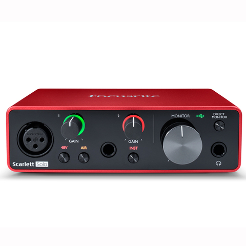 Focusrite-interfaz de Audio con micrófono, tarjeta de sonido externa para guitarra y micrófono, Scarlett Solo (tercera generación) ► Foto 1/6