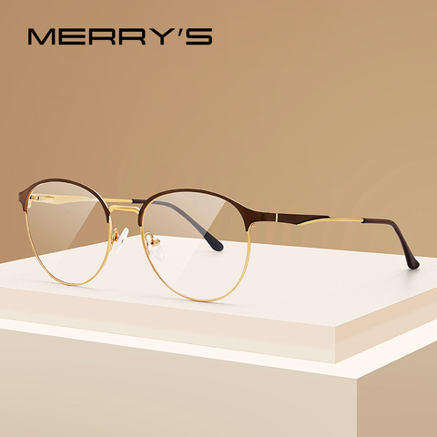 MERRYS-Montura de gafas ovaladas para mujer, lentes de moda redondas a la moda, para miopía, graduadas, S2024 ► Foto 1/6