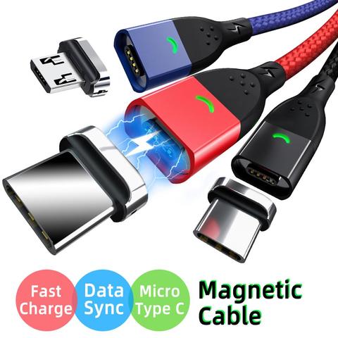 Adaptador USB, USB tipo C cargador magnético Cable Micro USB C de carga rápida Cable 1m 2m tableta del teléfono móvil de datos Cable de carga/sincronización para Xiaomi ► Foto 1/6