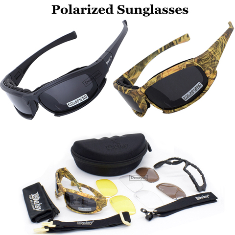 Gafas de camuflaje táctico polarizadas para hombres, gafas de caza militares para disparar, Kit de 4 lentes, gafas de sol para hombres, senderismo ► Foto 1/6