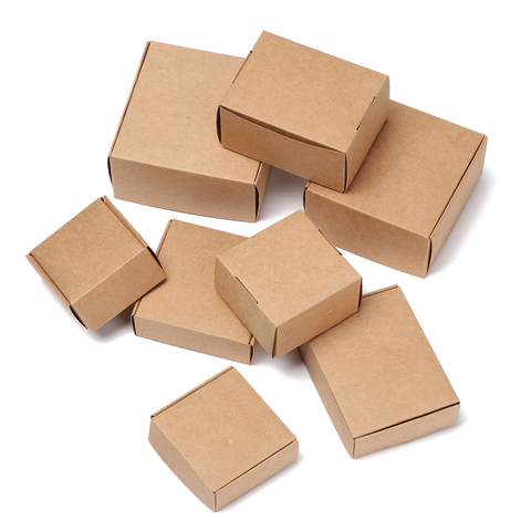 Caja de papel Kraft de varios tamaños, 10 unidades/lote, caja de jabón hecha a mano de cartón marrón, caja de regalo de papel artesanal blanco, caja de joyería de embalaje negro ► Foto 1/6