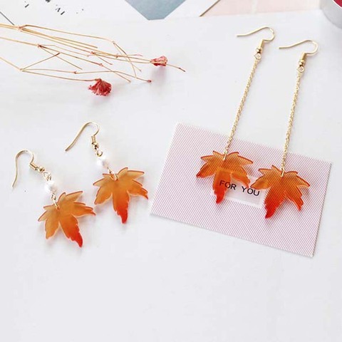 Pendientes sencillos de Hojas de arce para mujer, aretes de gota a la moda, aretes de perlas para mujer, aretes colgantes con personalidad, regalo de joyería minimalista ► Foto 1/3