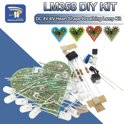 Kit de lámpara de respiración en forma de corazón, juego de lámpara LED de respiración de cc 4V-6V, rojo, blanco, azul y verde, DIY, producción electrónica para aprendizaje ► Foto 1/6