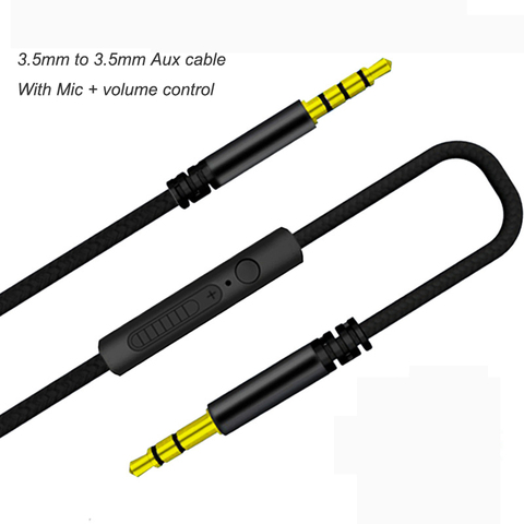 Cable de Audio de 3,5mm a Jack, Cable auxiliar de 3,5mm para altavoces, Cable macho a macho con micrófono para control de volumen para iPhone Samsung, auriculares y coche ► Foto 1/5