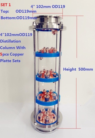 Columna de lentes de destilación de 4 pulgadas, juego de placas de cobre, Unión de cristal de triple abrazadera, acero inoxidable 304, 5 uds., nuevo ► Foto 1/6