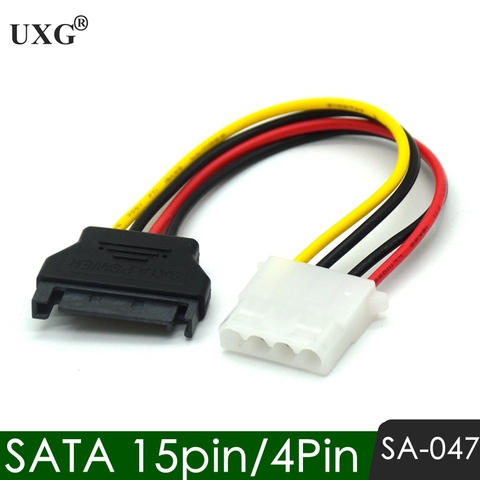 Cable de extensión de alimentación SATA, ATA de 15 pines macho a Molex IDE de 4 pines, suministro de fuente de alimentación hembra para disco duro HDD ► Foto 1/4