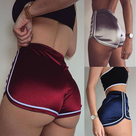 Pantalones cortos ajustados de cintura alta para mujer, de seda, informales, con Egde blanco, ropa deportiva para Fitness ► Foto 1/3