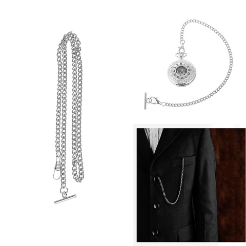 Reloj de bolsillo Vintage Albert Chain T Bar langosta Clasp abrigo Chaleco de Jean decoración titular cadenas DIY Metal Link accesorio de ropa ► Foto 1/6