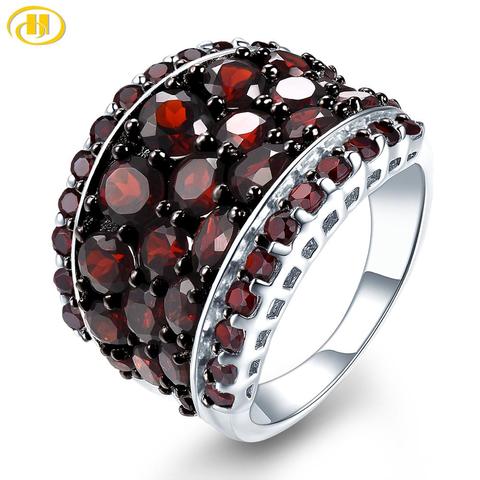 Hutang-Anillo de plata granate para mujer, joyería 925, Gema 5,5 CT, anillos de granate rojo, joyería fina para mujer, regalo para Navidad ► Foto 1/6