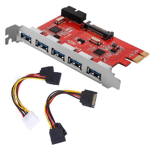 5 puertos USB 3,0 Hub PCI E Añadir en la tarjeta controlador SATA 3 PCIE SATA3 PCIE/PCI-E SATA tarjeta/tarjeta de expansión/multiplicador PCI Express SATA ► Foto 1/6