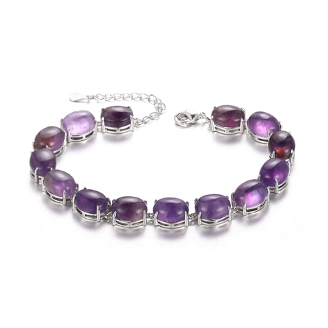 Pulsera de plata de ley S925 con amatista turquesa y labradorita, brazalete de piedras preciosas naturales, joyería para fiesta, regalo de aniversario ► Foto 1/6