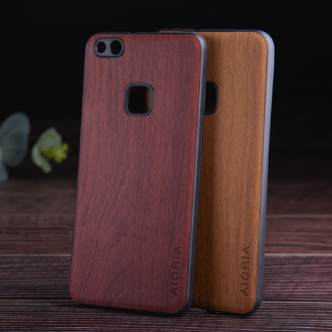Funda de diseño de madera para Huawei P10 Lite, funda de piel sintética de silicona TPU suave y de madera para Huawei P10 Lite ► Foto 1/6