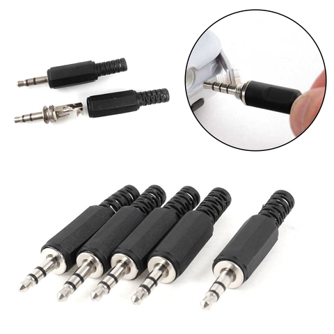 5 unids/lote conector de auriculares de 3,5mm macho dos canales de Audio conector Jack 3,5 Mm con carcasa de plástico negro tamaño de 5x0,9 cm ► Foto 1/6