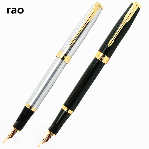 Baoer-pluma estilográfica de negocios para estudiantes, suministros de papelería escolar, bolígrafos de tinta, color negro y plateado, 388 ► Foto 1/6