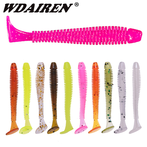 10 unids/lote Pesca espiral señuelo suave para gusanos 4,8 cm 0,8g bajo Jig Wobblers los nadadores artificiales de silicona para carpa cebo Pike abordar Pesca ► Foto 1/6