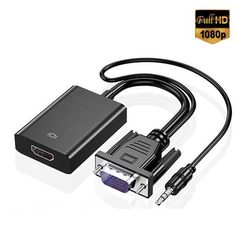Cable Adaptador convertidor VGA a HDMI Full HD 1080P, compatible con adaptador de salida de Audio VGA HD para PC, portátil, proyector HDTV ► Foto 1/6