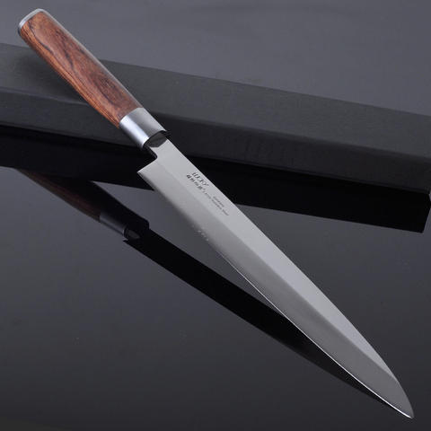 27 30cm cuchillo japonés Sashimi Sushi Alemania 1,4116 Acero inoxidable Yanagiba filetear pescado cuchillo de cocina palo de rosa mango 8 + G ► Foto 1/6